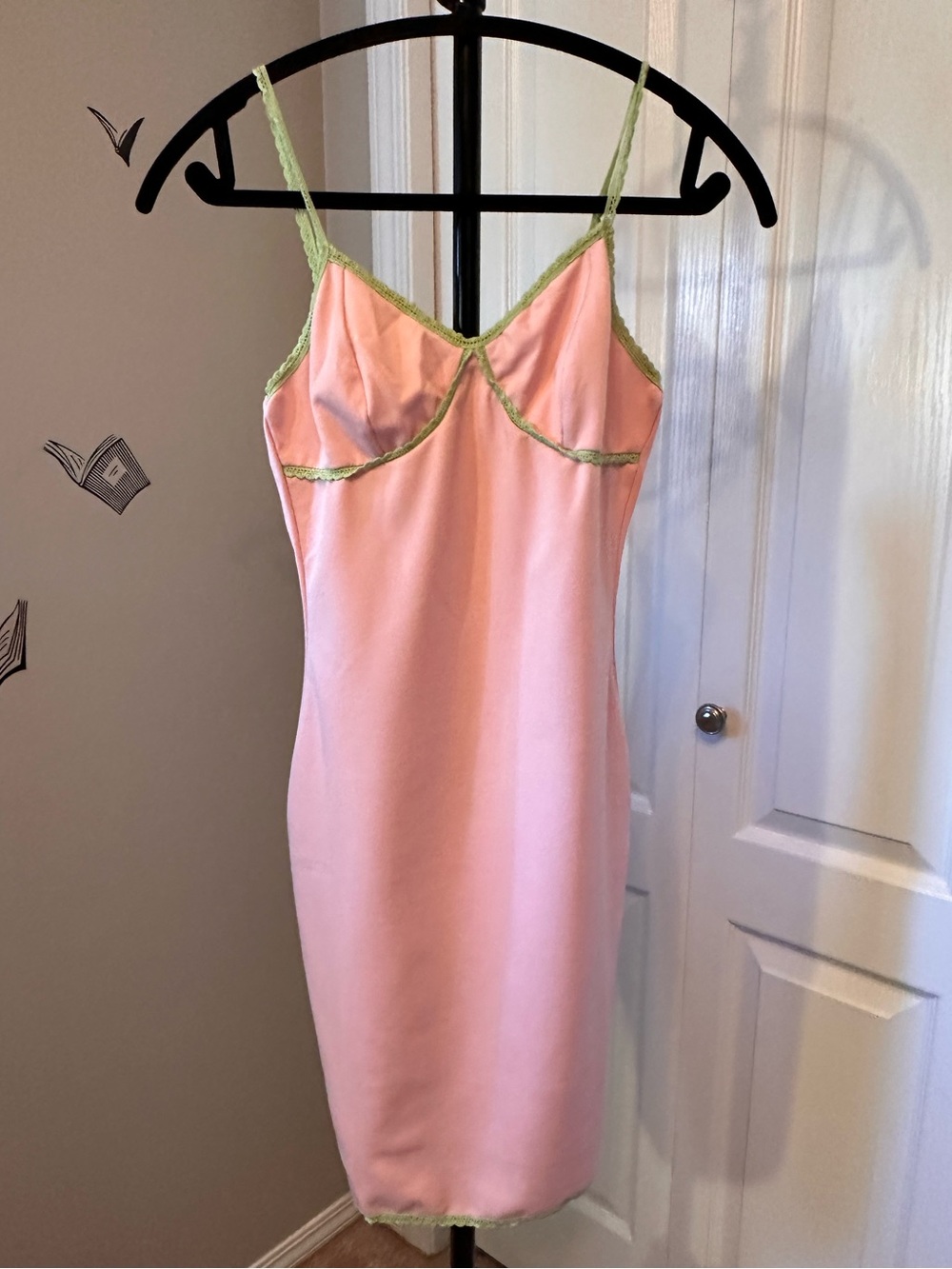 Pink Slip BodyDress with Green Trim sm